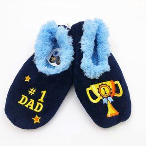 NWT Snoozies Men's #1 DAD Slippers Medium 9/10 Navy Blue Non Skid Soles